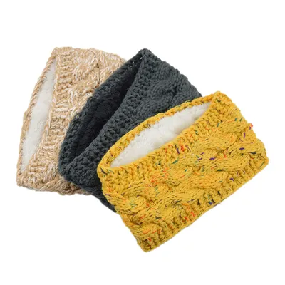 European And American Plus Velvet Knitted Hair Band Wool Color Dot Yarn Headband