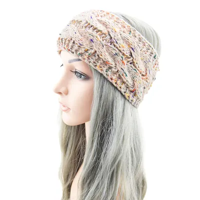 European And American Plus Velvet Knitted Hair Band Wool Color Dot Yarn Headband