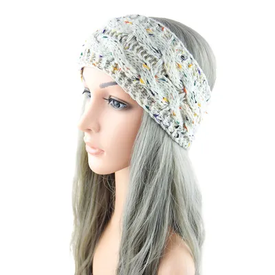 European And American Plus Velvet Knitted Hair Band Wool Color Dot Yarn Headband