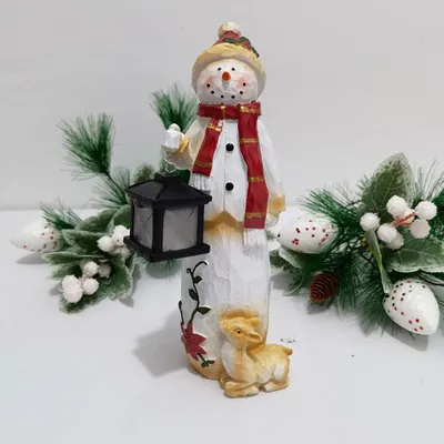 Resin New Crafts Creative Decoration Snowman Led Solar Lamp Snowman Under Street Lamp