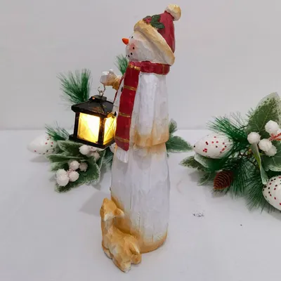 Resin New Crafts Creative Decoration Snowman Led Solar Lamp Snowman Under Street Lamp