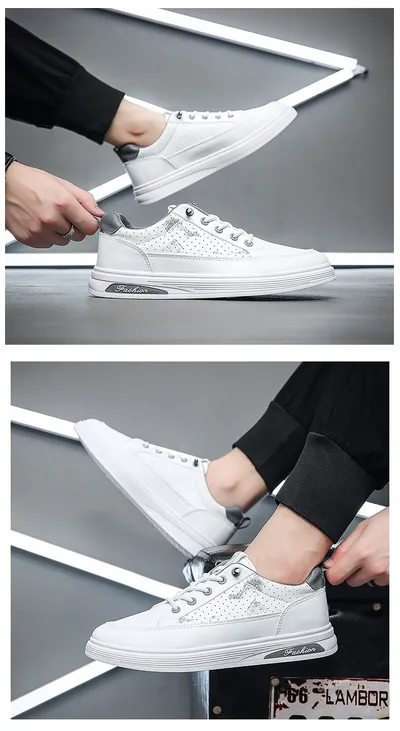 Men's Sports Korean Style Versatile White Trendy Breathable Casual Men's Shoes