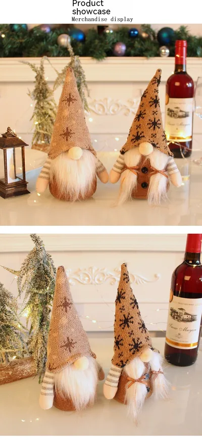 Cloth Christmas Decorations Rudolf Doll Knitted Snowflake Hat Faceless Doll