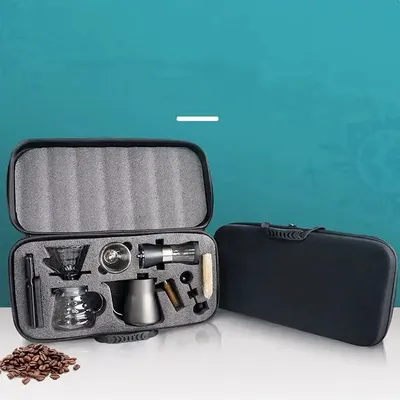Manual Grinder Hand Wash Pot Double Layer Glass Cup Electronic Scale Coffee Suit