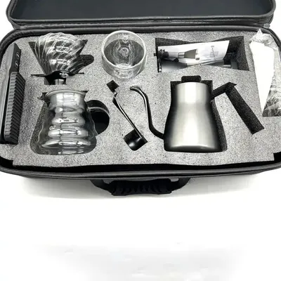 Manual Grinder Hand Wash Pot Double Layer Glass Cup Electronic Scale Coffee Suit