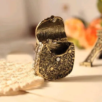 Exquisite Carved Metal Bags Shape Pendant Necklace
