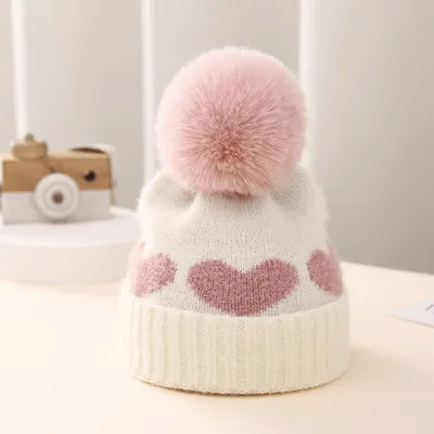 Baby Hat Double-layer Thickened Jacquard Heart