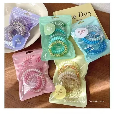 Gradient Color Telephone Line Hair Rope Girls Head Rope Rubber Band Headdress