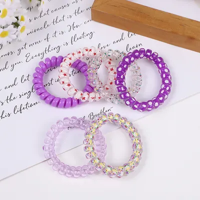Gradient Color Telephone Line Hair Rope Girls Head Rope Rubber Band Headdress