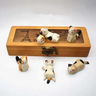 Ceramic Cat Chopstick Holder Chopstick Holder Desktop Pen Holder Craft Decoration