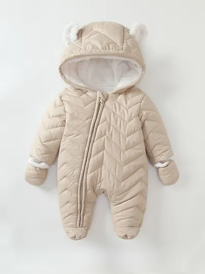 Baby Cotton Coat Quilted Fleece-lined Windproof Jumpsuit