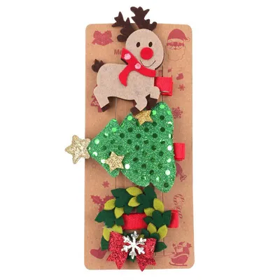 Christmas Children's Bow Barrettes Three Sets