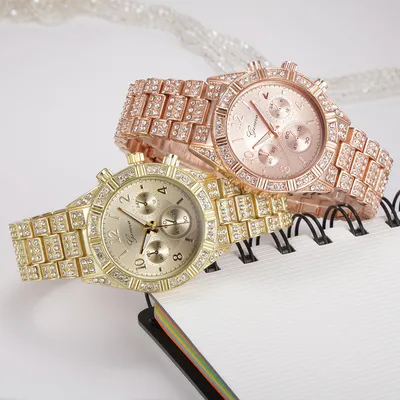Women Crystal Quartz Analog Wrist Watch Fashion Stainless Steel Geneva Luxury Reloj Hombre Montre Femme Sport Watches