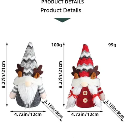 Christmas Deer Horn Doll Grey Red High Hat