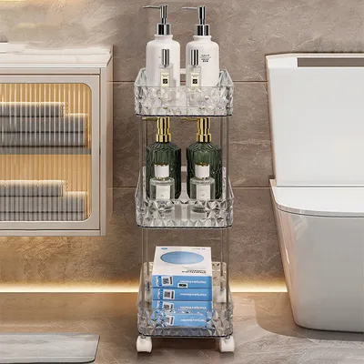 Light Luxury Bathroom Floor Trolley Mobile Toilet Gap Toilet Bathroom Cosmetics Storage Rack