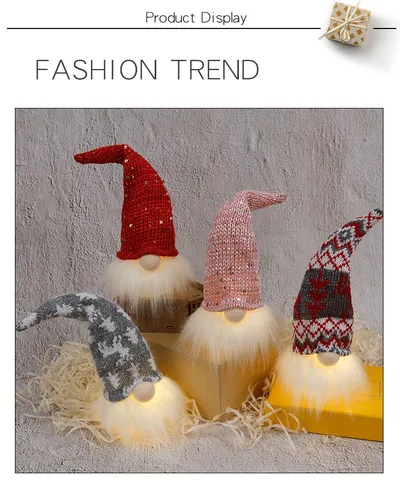 Christmas Decorations Small Night Lamp Forest Old Man With Light Faceless Doll Pendant