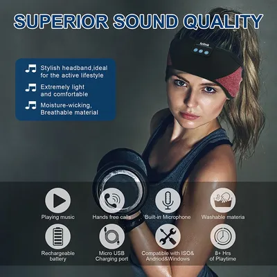 Wireless Bluetooth Sports Headband Running Fitness Music Bandeau Headscarf
