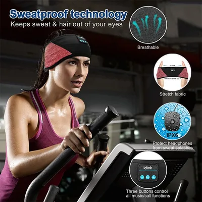 Wireless Bluetooth Sports Headband Running Fitness Music Bandeau Headscarf