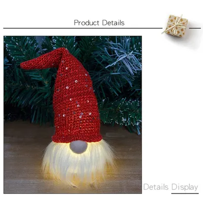 Christmas Decorations Small Night Lamp Forest Old Man With Light Faceless Doll Pendant