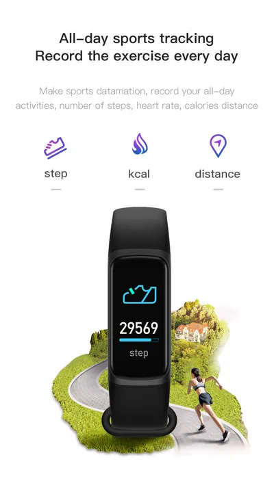 C7 Smart Sport Step Counting Heart Rate Blood Pressure Gift Bluetooth Wristband