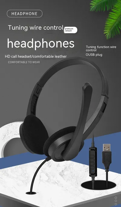 In Stock Computer USB E-sports Telephone Service Customer Service Game Headset Wired Music Voice