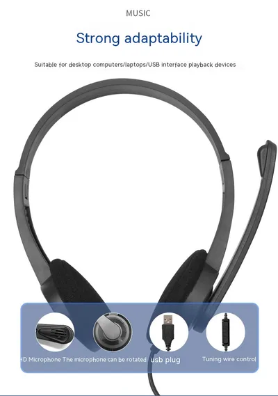 In Stock Computer USB E-sports Telephone Service Customer Service Game Headset Wired Music Voice