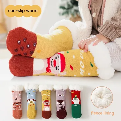 Fleece Lined Padded Warm Keeping Baby Socks Lambswool Non-slip