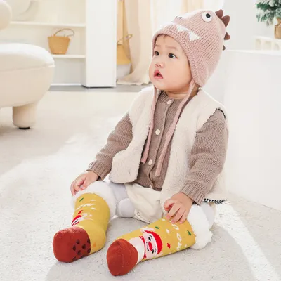 Fleece Lined Padded Warm Keeping Baby Socks Lambswool Non-slip