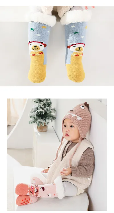 Fleece Lined Padded Warm Keeping Baby Socks Lambswool Non-slip