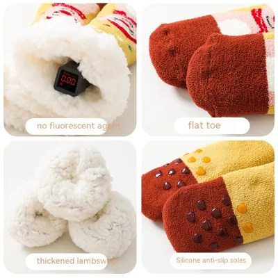 Fleece Lined Padded Warm Keeping Baby Socks Lambswool Non-slip