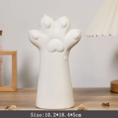Nordic Ceramic Vase Crafts Creative Gesture Vase Living Room Simple Flower Arrangement Cat's Paw Vase