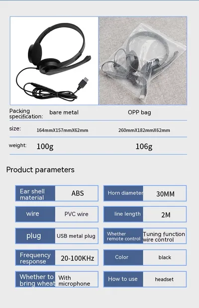In Stock Computer USB E-sports Telephone Service Customer Service Game Headset Wired Music Voice