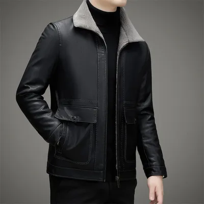 Men's Fashion Casual Polo Collar Fleece-lined Thickened Warm Coat