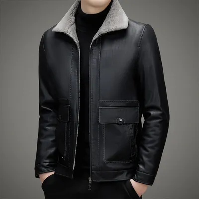 Men's Fashion Casual Polo Collar Fleece-lined Thickened Warm Coat