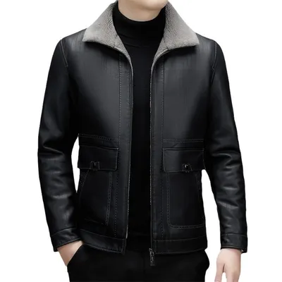 Men's Fashion Casual Polo Collar Fleece-lined Thickened Warm Coat