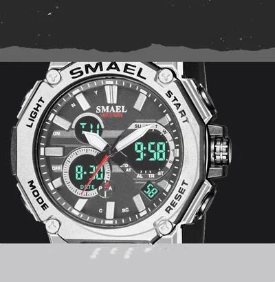 Double Display Waterproof Luminous Sports Electronic Watch