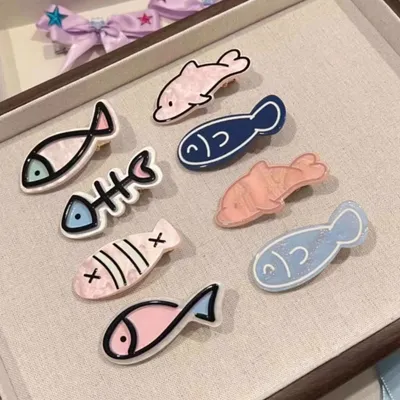 Cute Fish Barrettes Fishbone Hairpin Girl Bang Clip Broken Hair