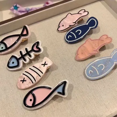 Cute Fish Barrettes Fishbone Hairpin Girl Bang Clip Broken Hair
