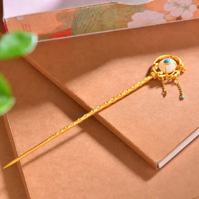 Hetian Jade S925 Silver Lock Of Good Wishes Hairpin High-grade Enamel South