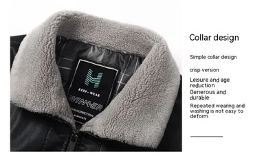 Men's Fashion Casual Polo Collar Fleece-lined Thickened Warm Coat