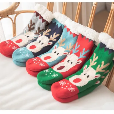 Cute Cartoon Elk Women's Christmas Winter Socks