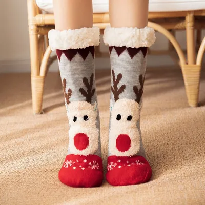 Cute Cartoon Elk Women's Christmas Winter Socks