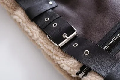 Women's Suede Fur Integrated Motorcycle Jacket