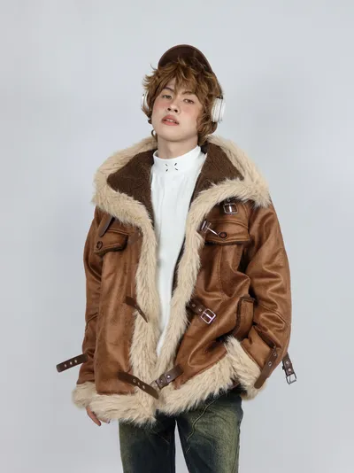 Retro Lamb Fur Coat For Women