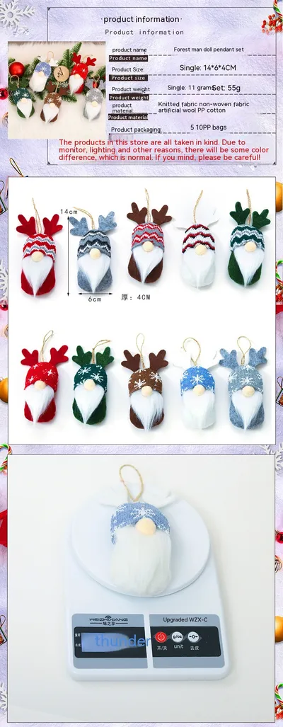 Christmas Decoration Supplies Knitted Faceless Doll Forest Old Man Doll Pendant