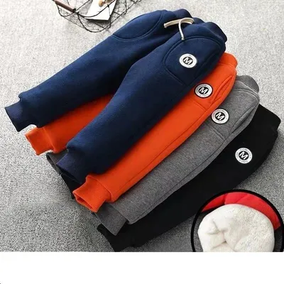 بنطلون قطني للأطفال، بنطلون برباط للكاحل، بنطلون مبطن بالفرو، مناسب للأطفال من عمر 0 ​​إلى 6 سنوات