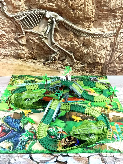 Children's Electric Assembled Track Racing Simulation Animal Tyrannosaurus Dinosaur Toy Puzzle Boy Gift
