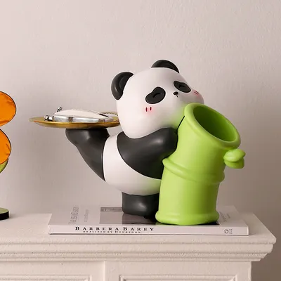 Creative Panda Flower Arrangement Decoration Hallway Living Room Key Storage Resin Crafts