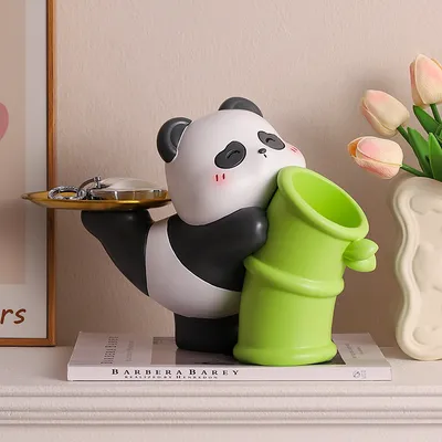 Creative Panda Flower Arrangement Decoration Hallway Living Room Key Storage Resin Crafts