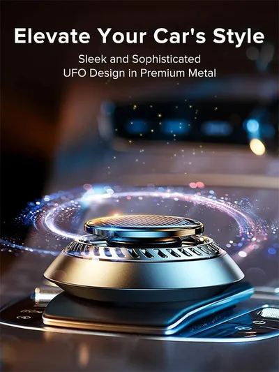 Portable Kinetic Car Air Freshener Solar Powered Double Ring Rotating Air Cleaner Perfume Fragrance Diffuser